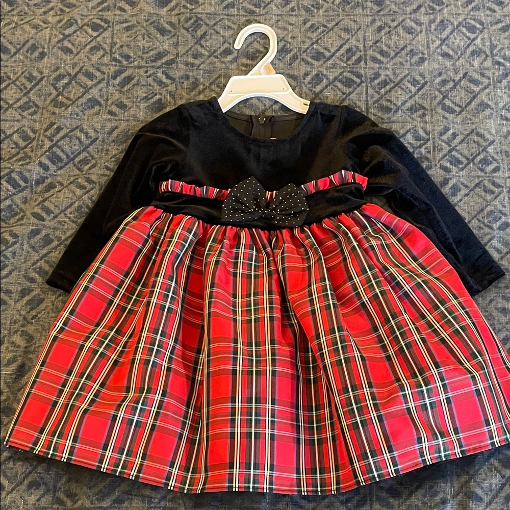Plaid Red and Black Dress with Bow